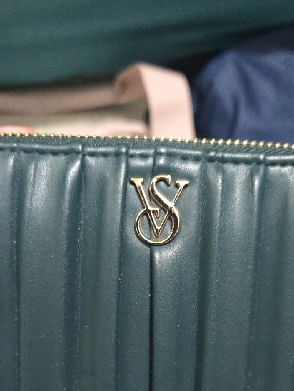 Victoria's Secret Zip-Around Quilted Wallet in Dark Teal - Picture 3 of 16